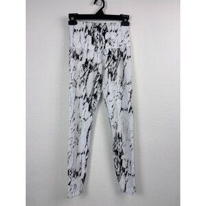 Beyond Yoga women's small white marbled high rise 7/8 length athletic leggings
